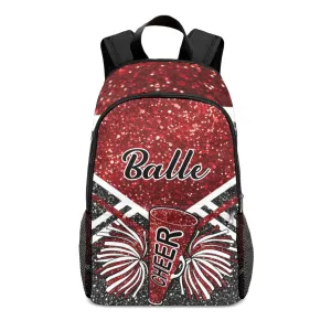Cheerleader Red Personalized Backpack for Teen Boys Girls,Custom Travel Backpack Bookbag Casual Bag Name Gift
