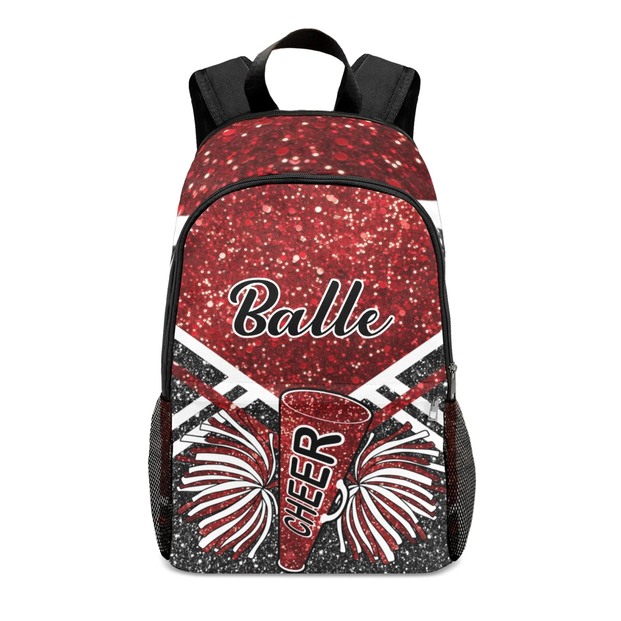 Cheerleader Red Personalized Backpack for Teen Boys Girls,Custom Travel Backpack Bookbag Casual Bag Name Gift