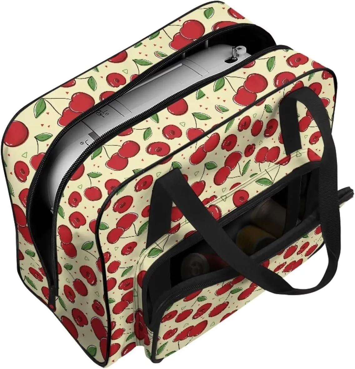 Cherry Sewing Machine Tote Bag Two Way Zipper Household Sewing Machine Handbags Portable Sewing Machine Case for Outdoor Traveling Camping Use (Bag Only)