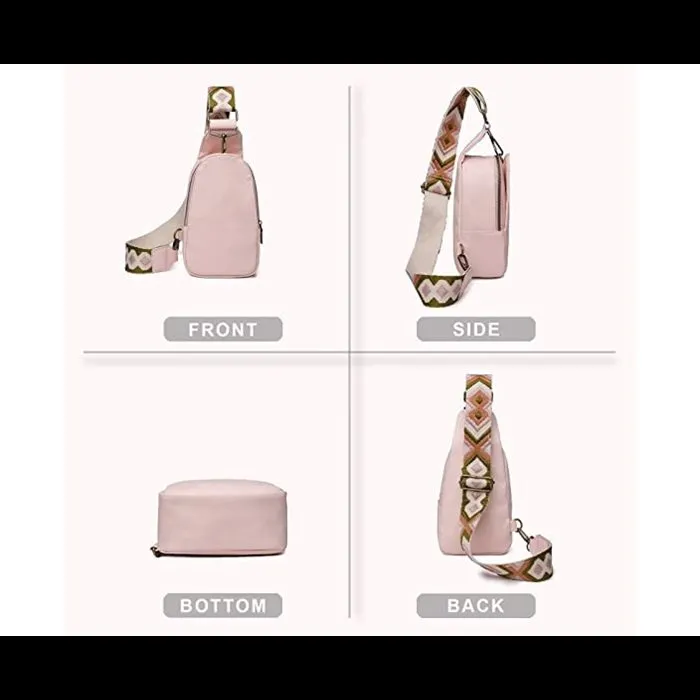 Chest Bag Sling Bag Crossbody PU Leather Shoulder Bag for Traveling Hiking