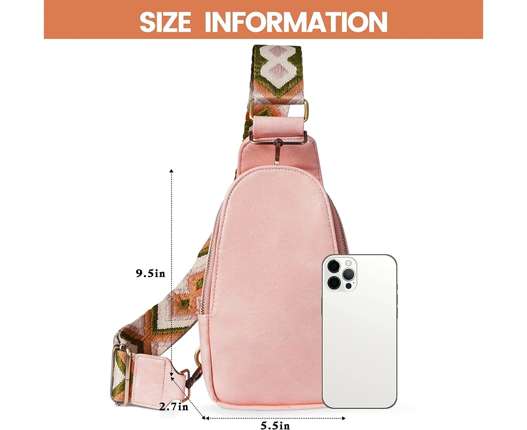 Chest Bag Sling Bag Crossbody PU Leather Shoulder Bag for Traveling Hiking