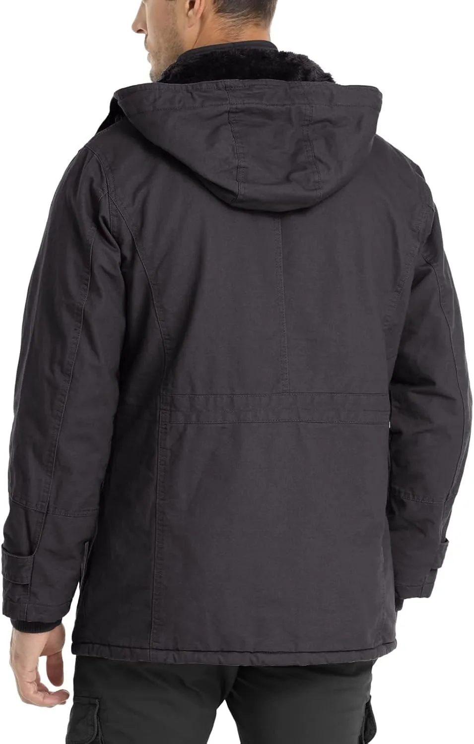 CHEXPEL Men's Thick Winter Jackets with Hood, Fleece Lining, Cotton Military Work Jackets with Cargo Pockets, Outwear