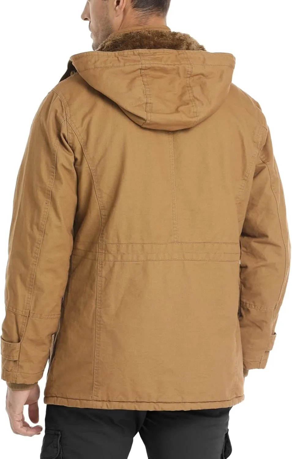 CHEXPEL Men's Thick Winter Jackets with Hood, Fleece Lining, Cotton Military Work Jackets with Cargo Pockets, Outwear
