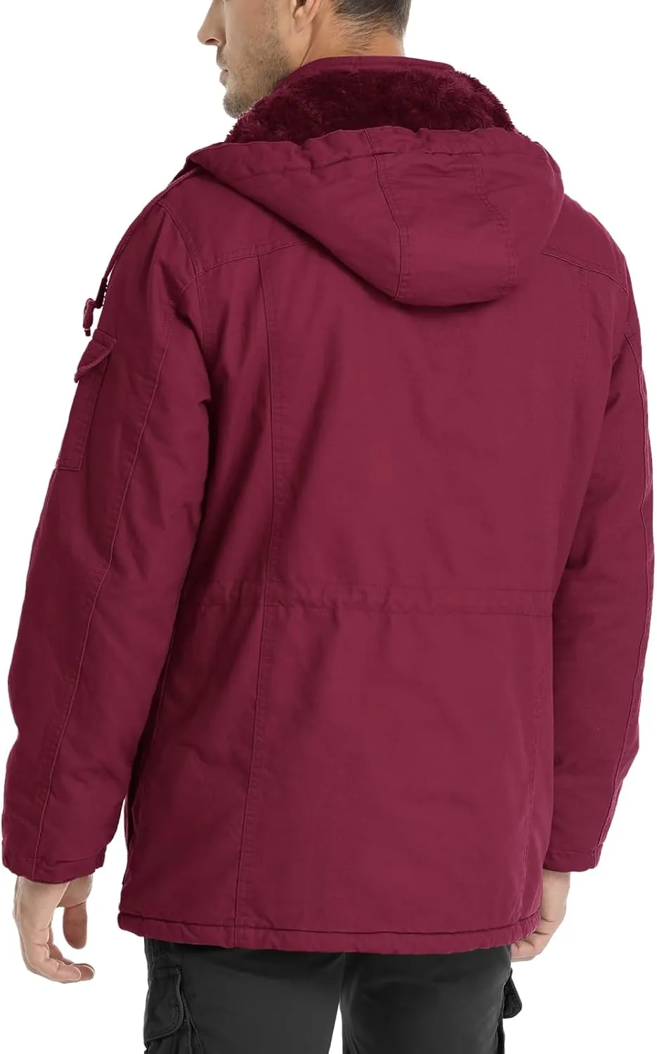 CHEXPEL Men's Thick Winter Jackets with Hood, Fleece Lining, Cotton Military Work Jackets with Cargo Pockets, Outwear