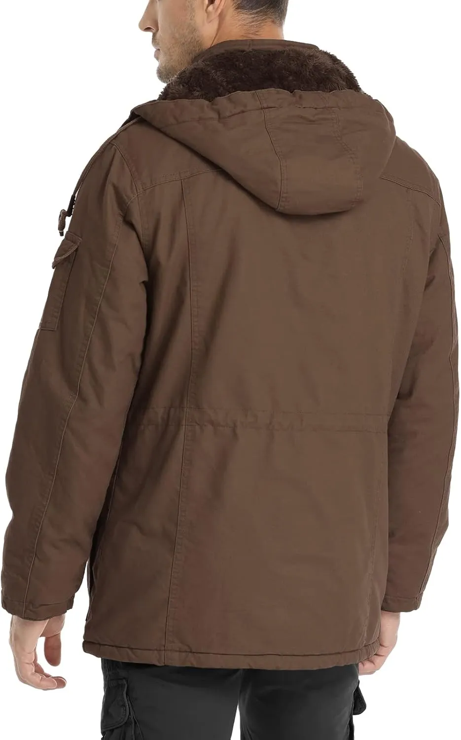 CHEXPEL Men's Thick Winter Jackets with Hood, Fleece Lining, Cotton Military Work Jackets with Cargo Pockets, Outwear