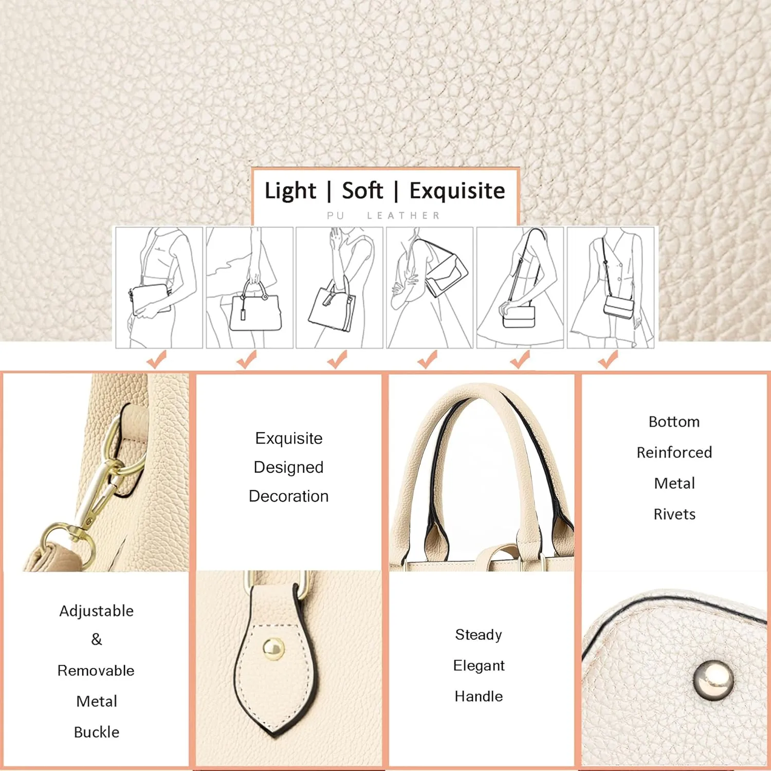 CHICAROUSAL Purses and Handbags for Women Leather Crossbody Bags Women's Tote Shoulder Bag