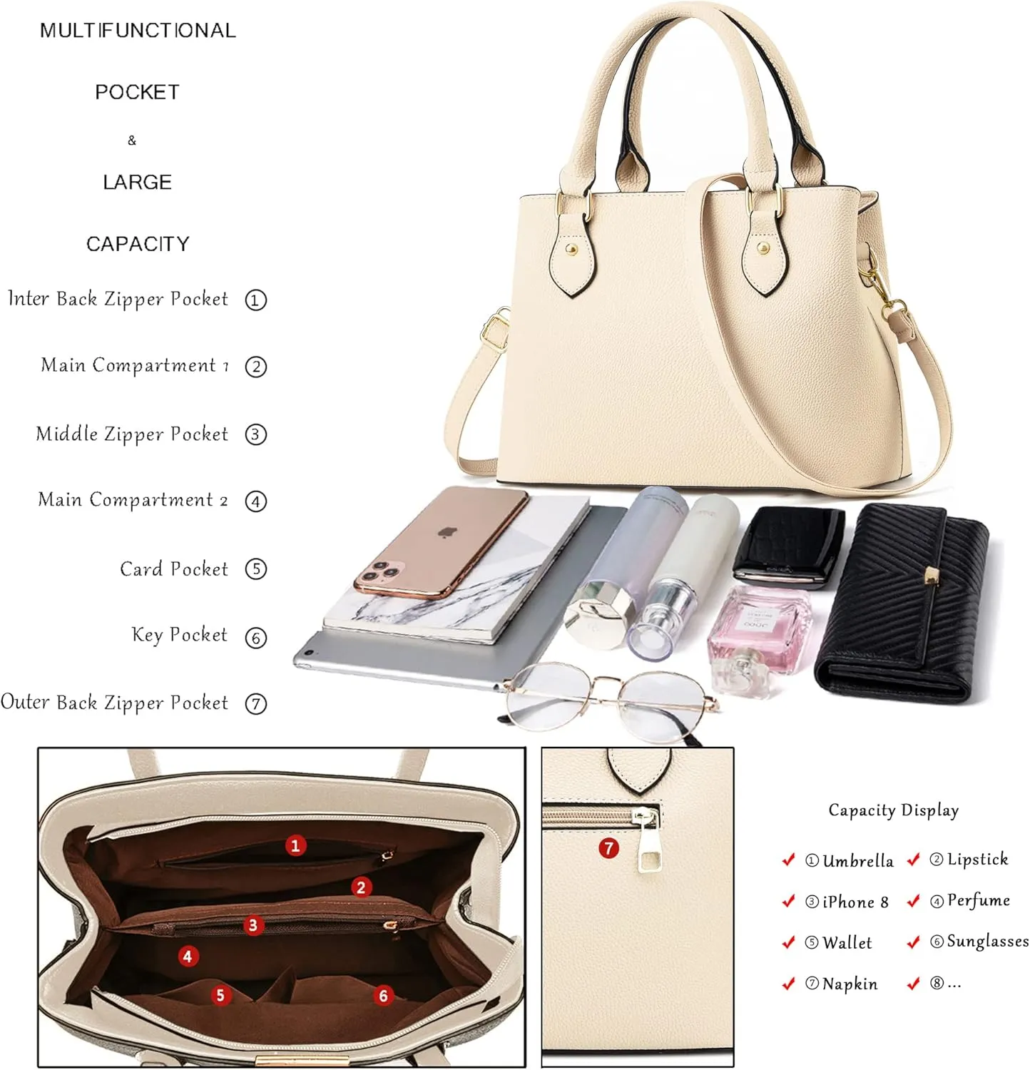 CHICAROUSAL Purses and Handbags for Women Leather Crossbody Bags Women's Tote Shoulder Bag