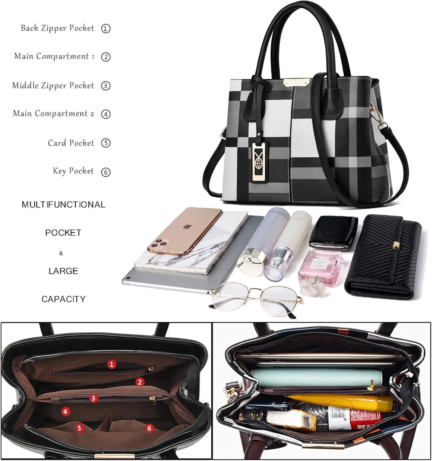 CHICAROUSAL Purses and Handbags for Women Leather Crossbody Bags Women's Tote Shoulder Bag