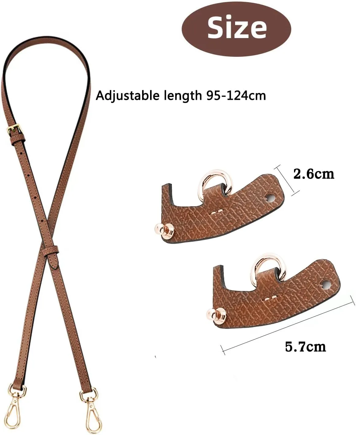 Chispee Bag Strap Set Leather Shoulder Strap Set Bag Transformation Purse Strap Extender Leather Purse Straps Replacement for Crossbody Bag (Black Gold