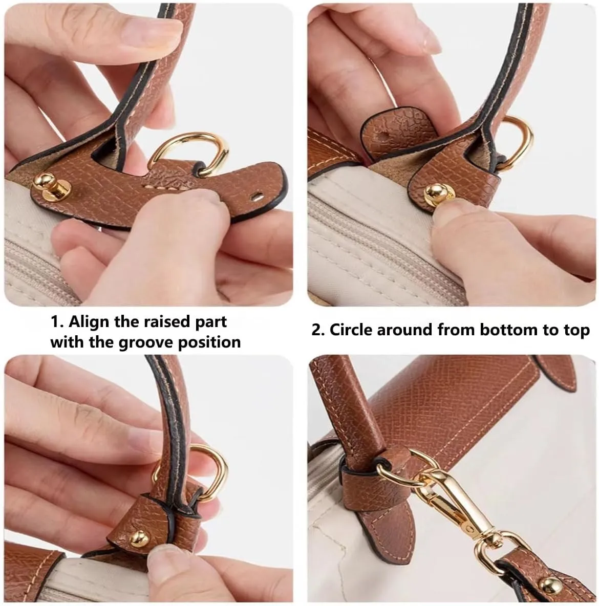 Chispee Bag Strap Set Leather Shoulder Strap Set Bag Transformation Purse Strap Extender Leather Purse Straps Replacement for Crossbody Bag (Black Gold