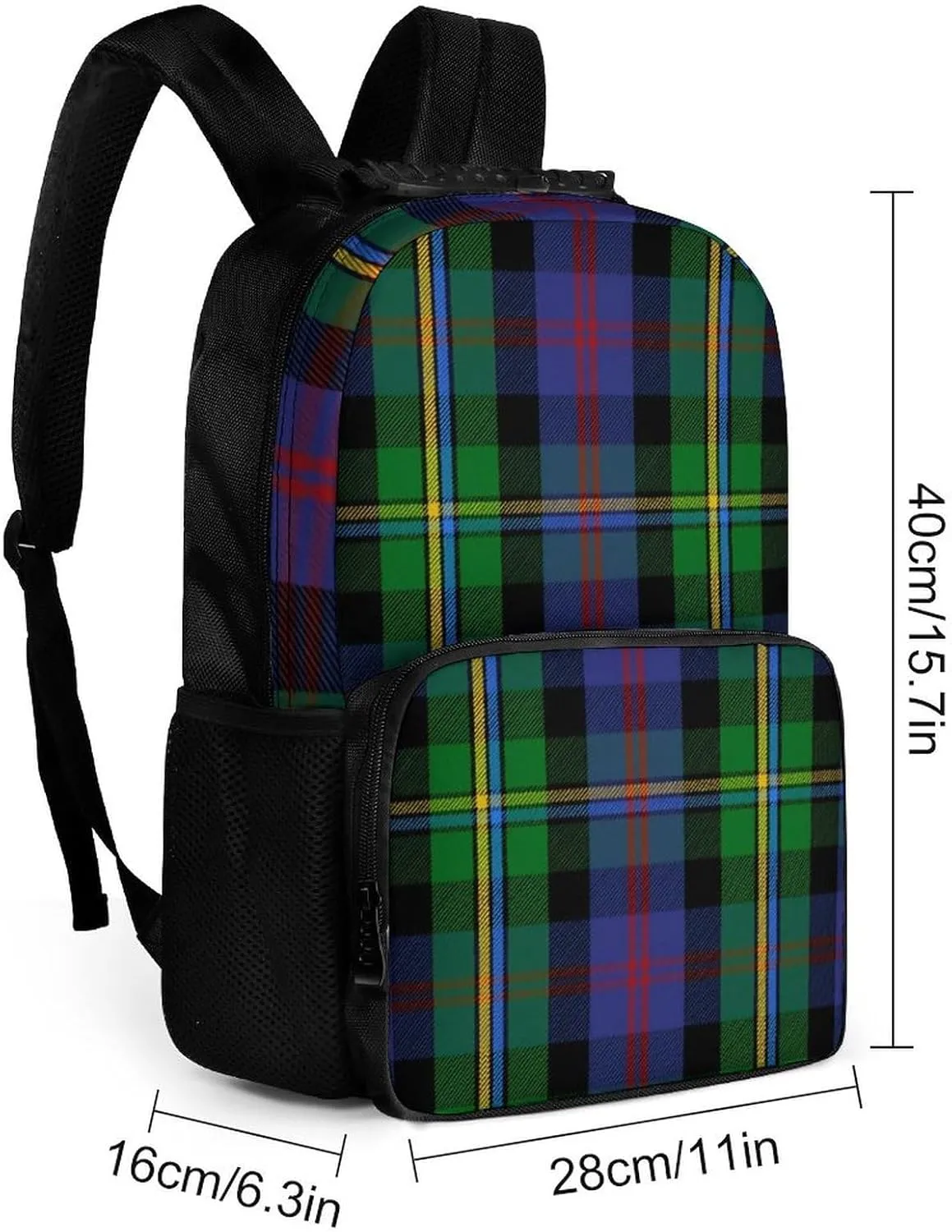 Clan Malcolm Tartan Large Capacity Fully Printed Backpack Unisex 16 Inches