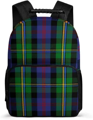 Clan Malcolm Tartan Large Capacity Fully Printed Backpack Unisex 16 Inches