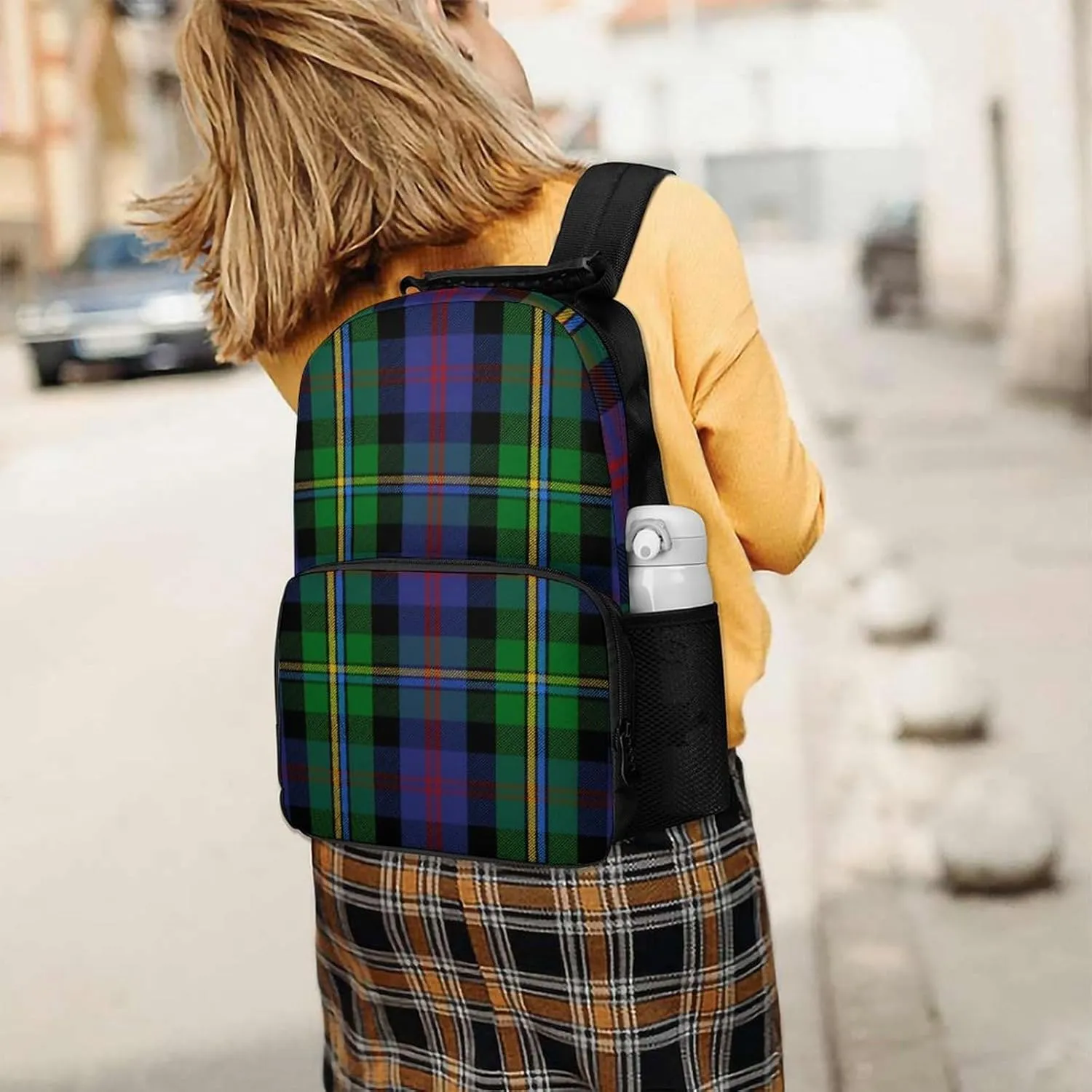 Clan Malcolm Tartan Large Capacity Fully Printed Backpack Unisex 16 Inches
