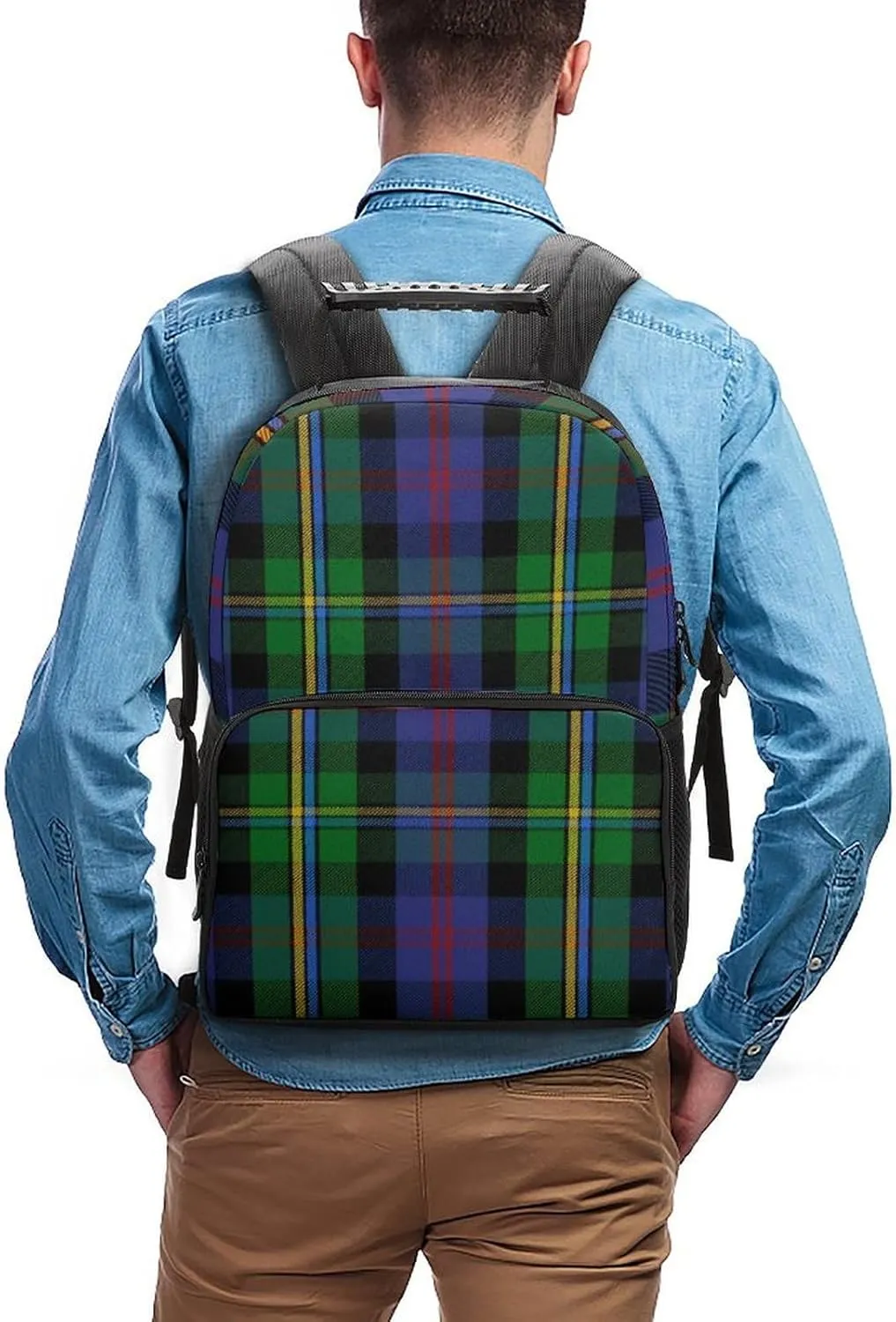 Clan Malcolm Tartan Large Capacity Fully Printed Backpack Unisex 16 Inches