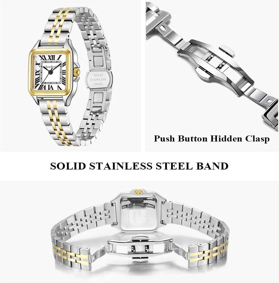 Classic Square Watches for Women with Roman Numerals Ladies Casual Dress Watch