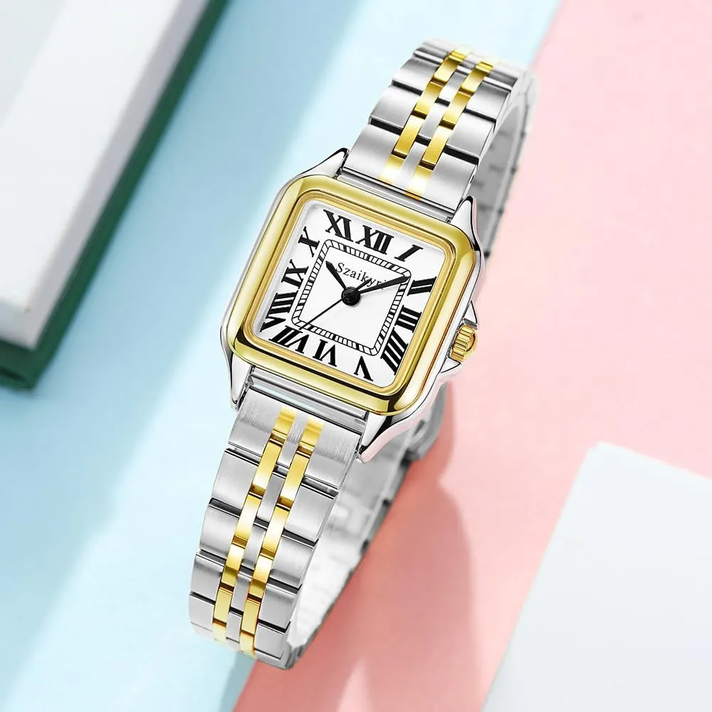 Classic Square Watches for Women with Roman Numerals Ladies Casual Dress Watch