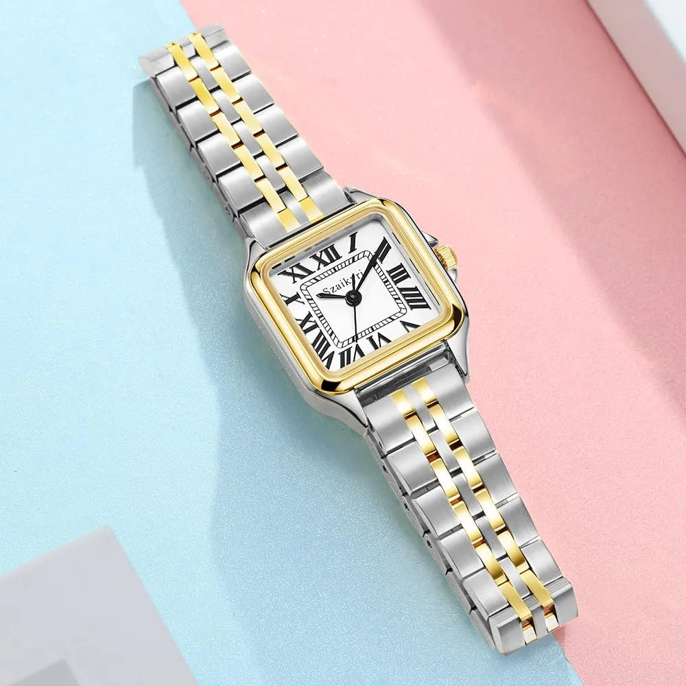 Classic Square Watches for Women with Roman Numerals Ladies Casual Dress Watch