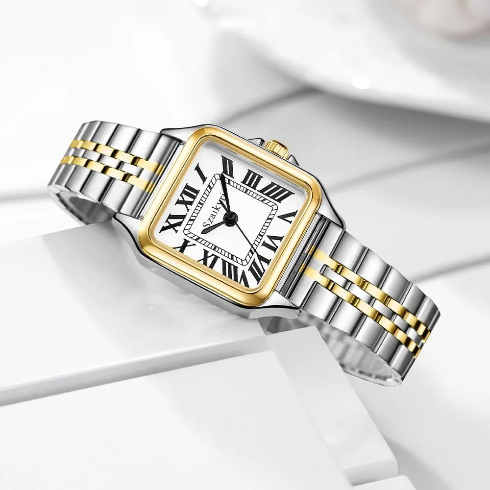 Classic Square Watches for Women with Roman Numerals Ladies Casual Dress Watch