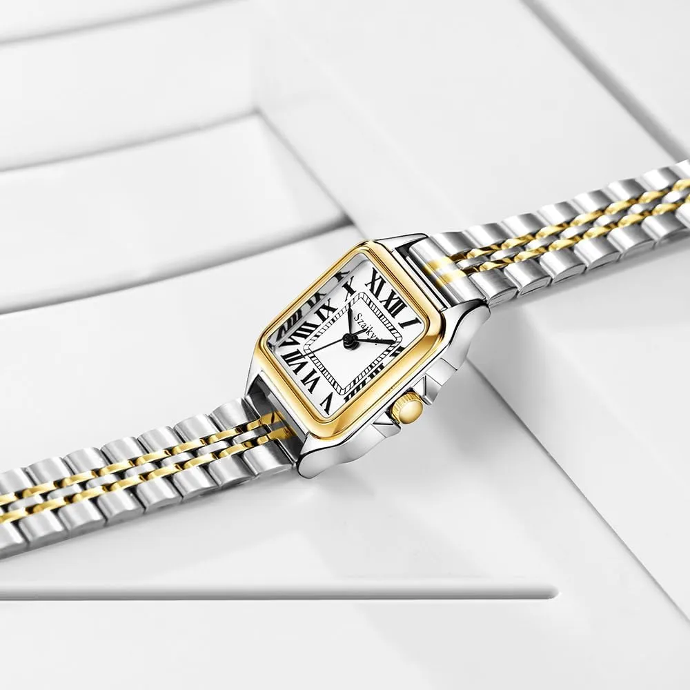 Classic Square Watches for Women with Roman Numerals Ladies Casual Dress Watch