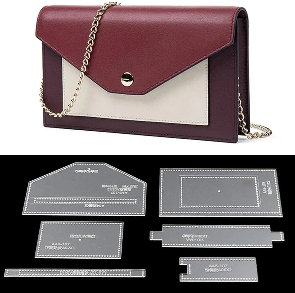 Clear Acrylic Template For Diy Leather Craft - 6 Pieces Acrylic Shoulder Bag And Crossbody Bag Stencil Template Set, Creative Leather Pattern For Crafting, Perfect For Crafters And Leather