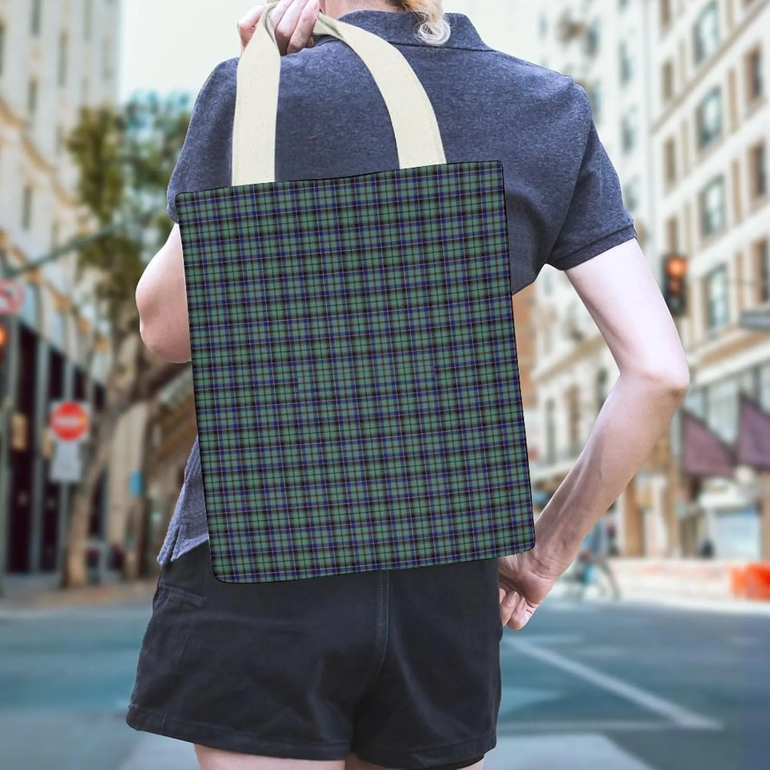 Clergy Blue Black White Large Capacity Canvas Tote Bag with Pockets Inside Unisex