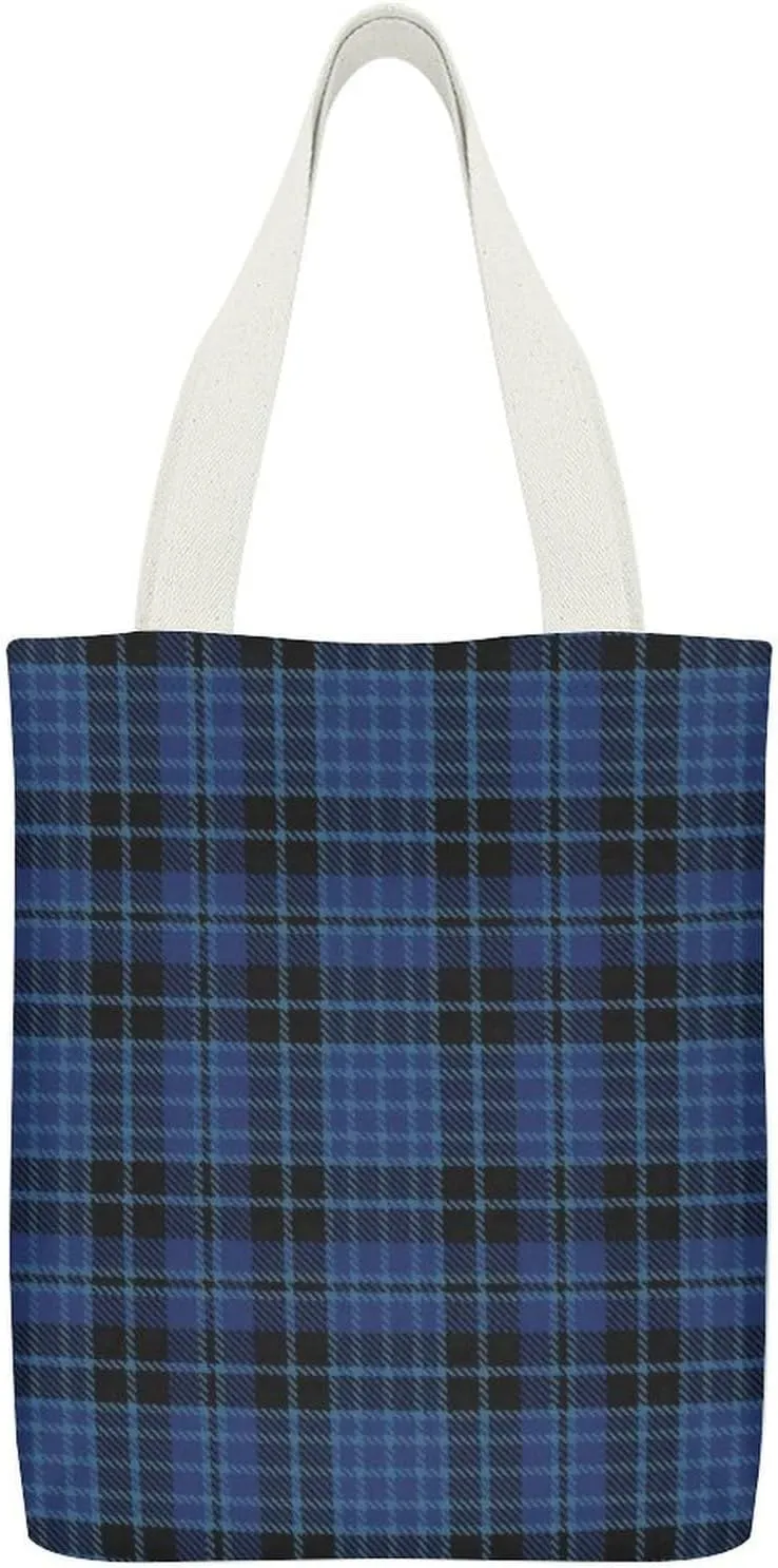 Clergy Blue Black White Large Capacity Canvas Tote Bag with Pockets Inside Unisex