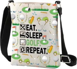 CMNIM Golf Crossbody Bag Golfer Gift Eat Sleep Golf Repeat Golf Player Gift Golf Lover Gift for Women Golfers Crossbody Purse