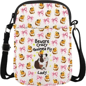 CMNIM Guinea Pig Crossbody Bag Guinea Pig Lovers Gift Beware Crazy Guinea Pigs Lady Gifts Funny Hamster Print Crossbody Purse