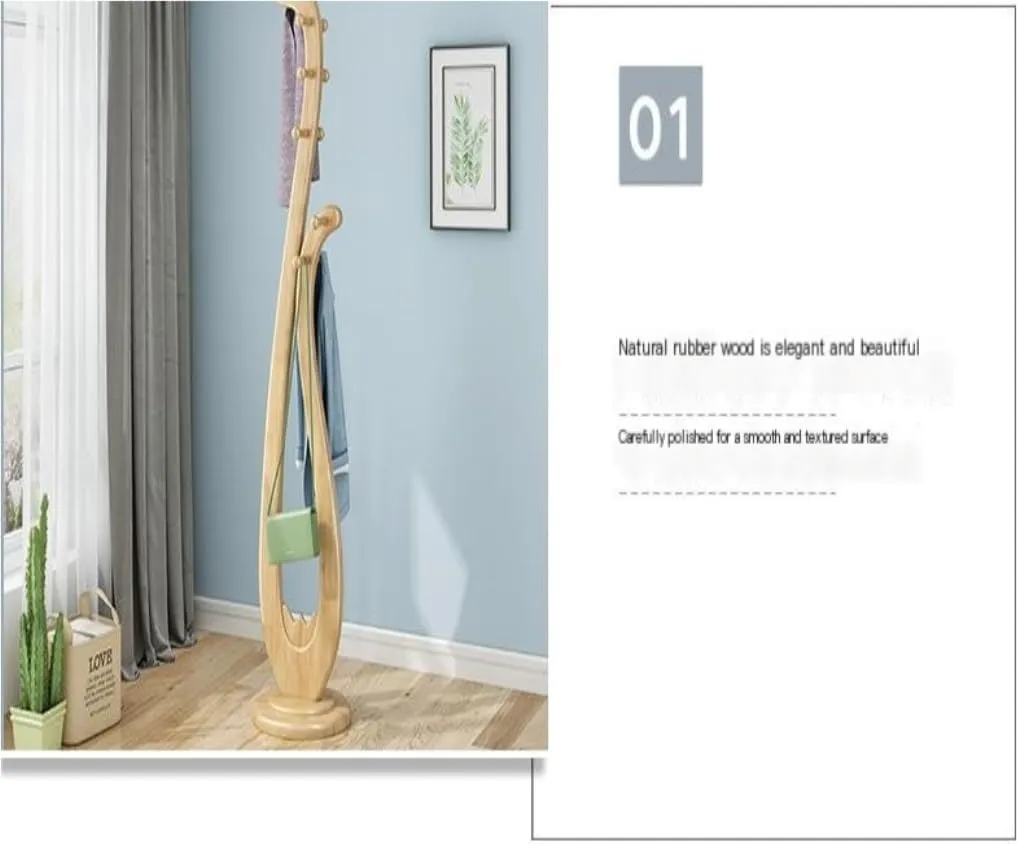 Coat Rack Solid Wood Light Luxury Decorative Coat Rack Floor-Standing Modern Chinese Style Bedroom Simple Coat Rack Coat Racks