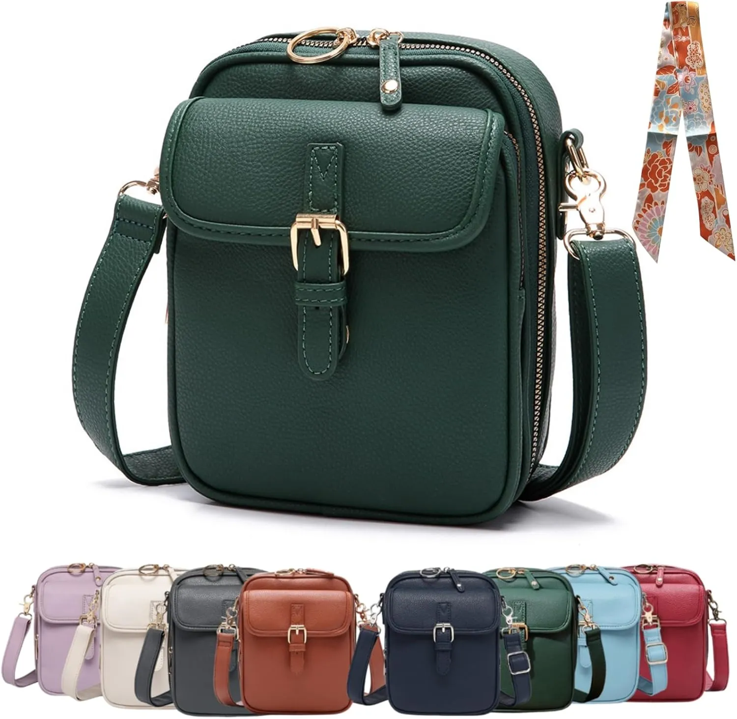 Collaborate Crossbody Bag with Scarf, Collaboraten1 Crossbody Leather Bag, Anti-Theft Retro Calfskin Design
