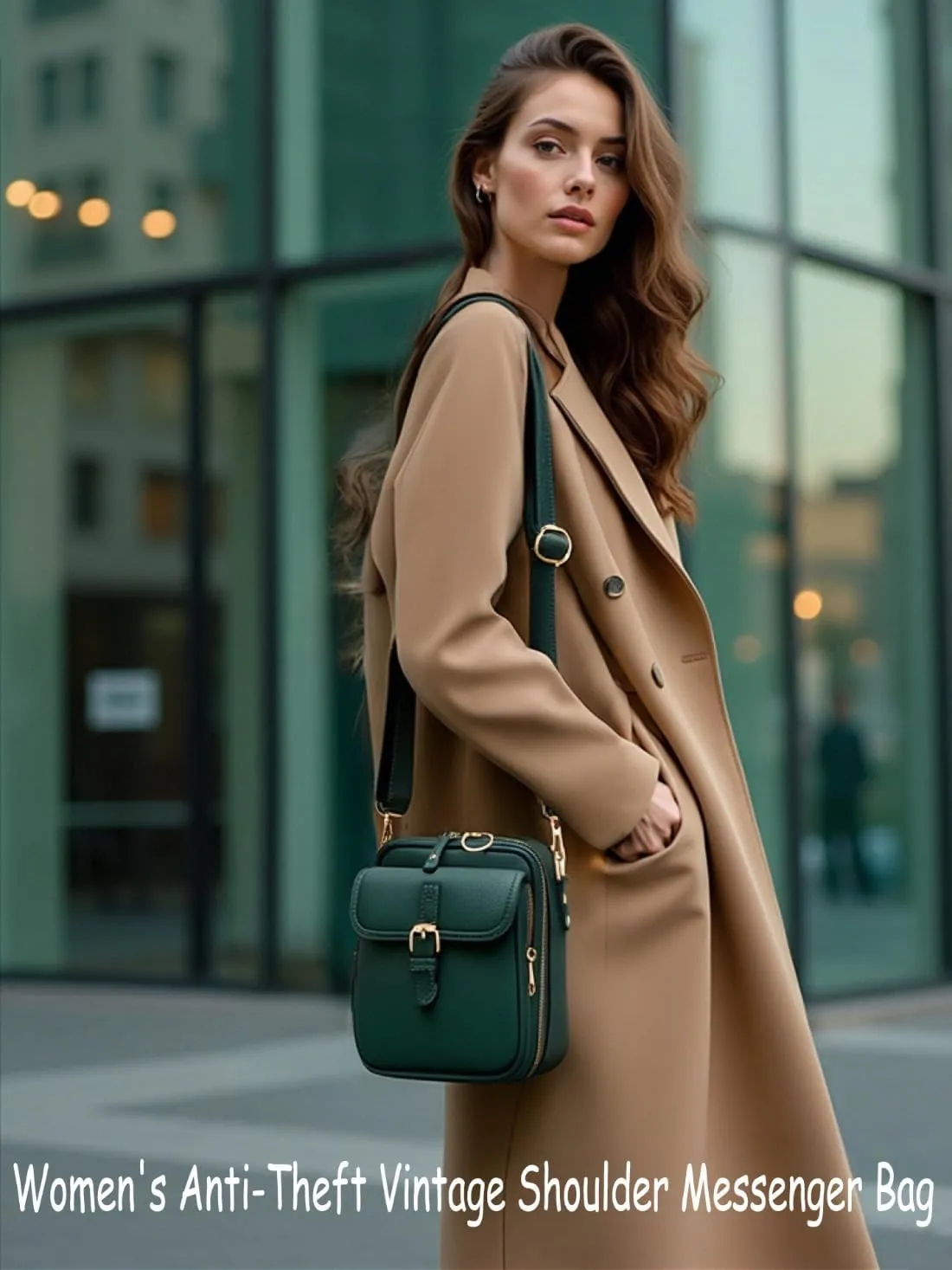 Collaboraten1 Crossbody Leather Bag, Large Capacity With 10 Card Slots, Casual Single-Shoulder Bag (Light Brown)