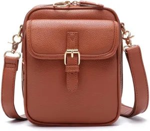 Collaboraten1 Crossbody Leather Bag, Large Capacity With 10 Card Slots, Casual Single-Shoulder Bag (Light Brown)