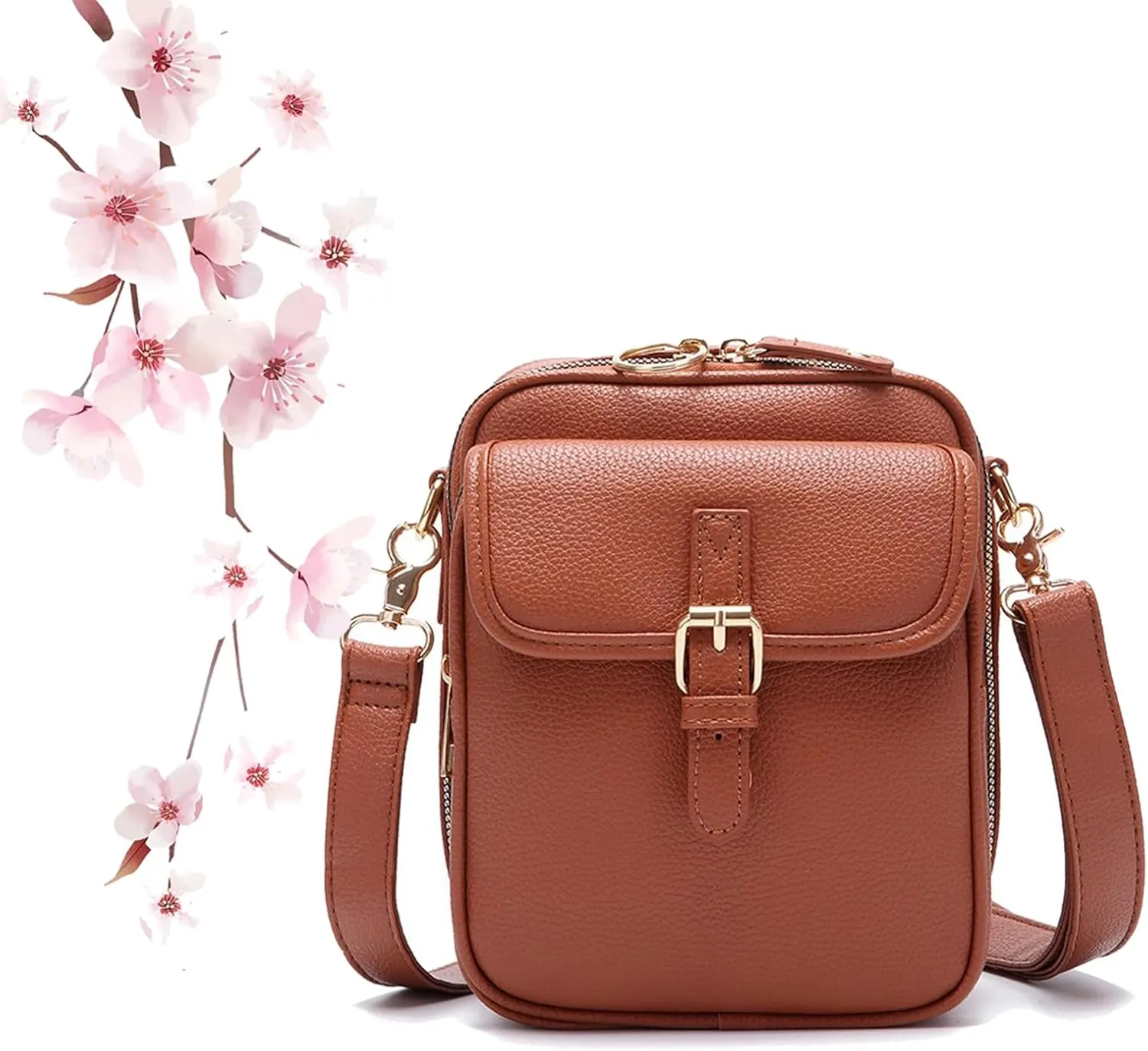 Collaboraten1 Crossbody Leather Bag, Urvashi Retro Double Layer Large Capacity Mini Crossbody Bags