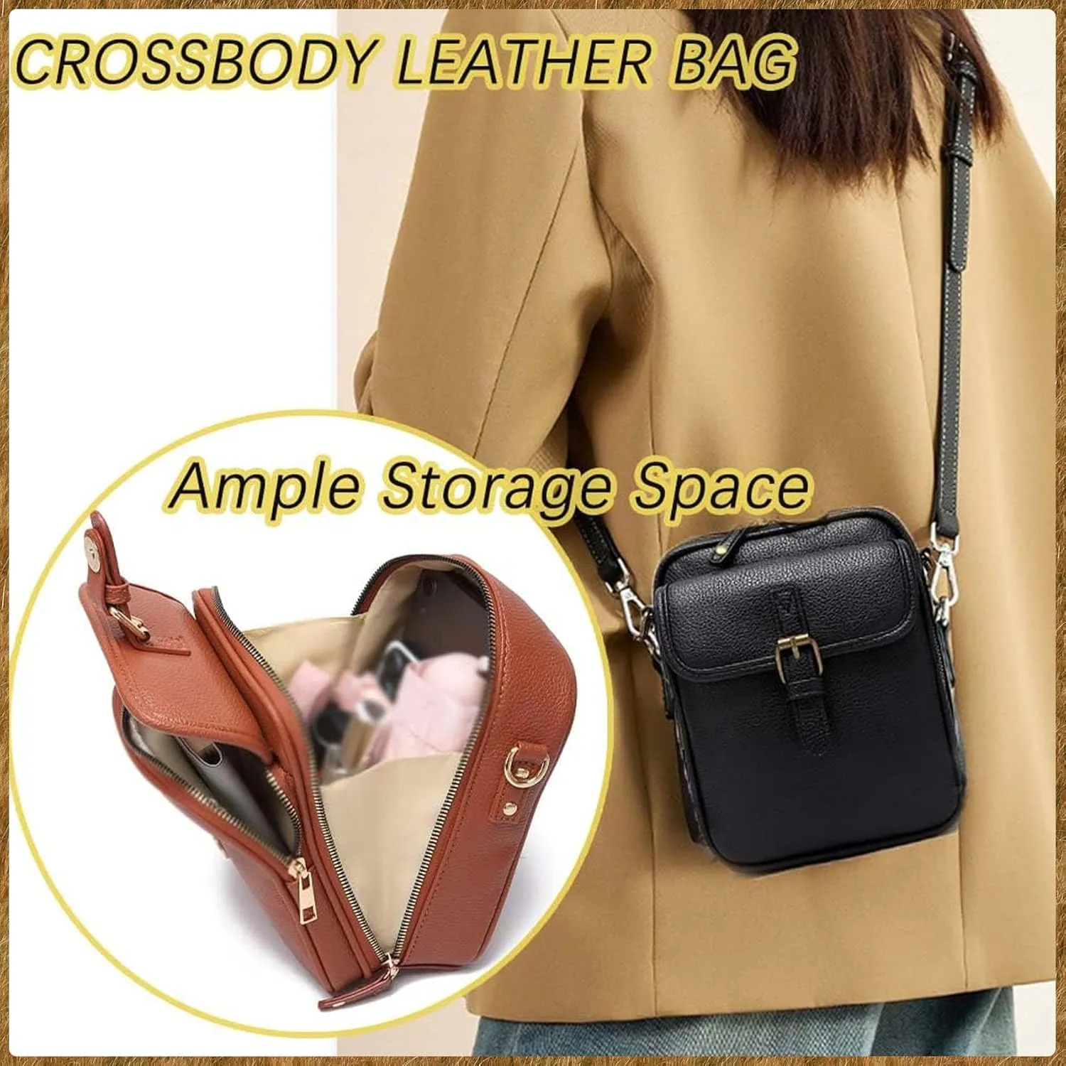 Collaboraten1 Crossbody Leather Bag,Collaborateam Urvashi Collaboration Tojoyride Anti Theft Shoulder Bags