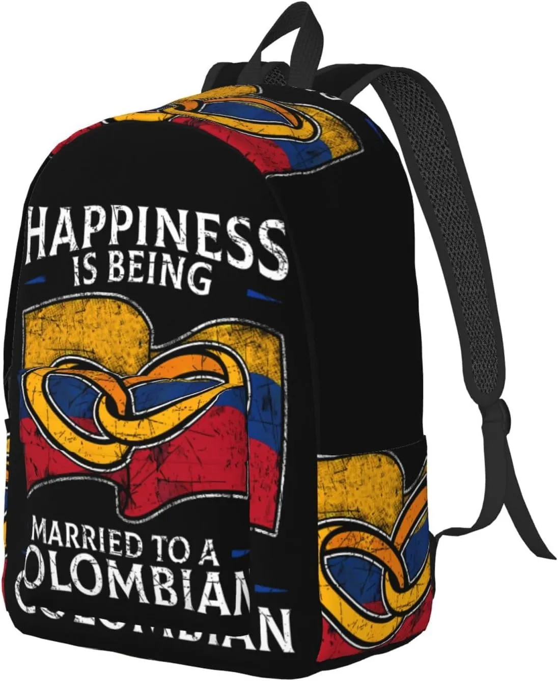 Colombia Marriage Colombian Married Flag Culture Canvas Backpacks Laptop Backpack Multipurpose Double Shoulder Bag for Men Women Gifts Medium