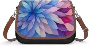 Colorful Flowers Petals Women's Crossbody Bags PU Leather Bag Handbags Mini Shoulder Bag Messenger Bag