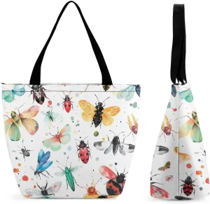Colorful Insects Women's Tote Bag Casual Shopping Bags Fashion Handbags Gifts for Travel Work Holiday