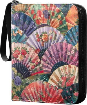 Colorful Japanese Fans Card Binder 4-Pocket, 400 Pockets Trading Cards Holder Games Card Albums Storage Organizer Case for Football, Baseball Cards