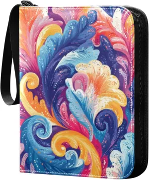 Colorful Leaves Card Binder, 400 Pockets Card Holder with 50 Sleeves, Sturdy Card Holder Folders for Game Cards & Sports Cards