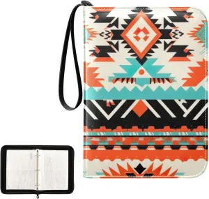 Colorful Tribal Art Card Binder 4-Pocket, 400 Pockets Trading Cards Holder Games Card Albums Storage Organizer Case for Football, Baseball Cards