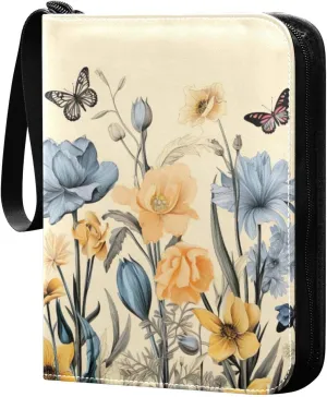 Colorful Wild Flowers Card Binder, 400 Pockets Card Holder with 50 Sleeves, Sturdy Card Holder Folders for Game Cards & Sports Cards