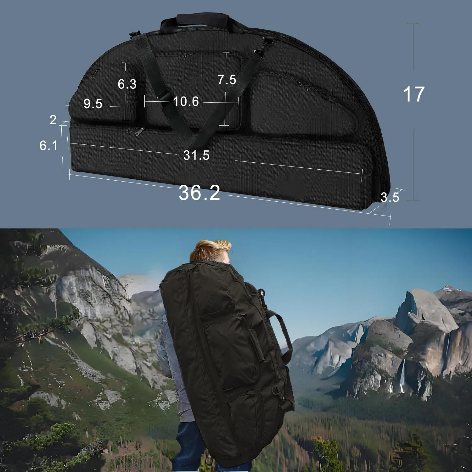 Compound Bow Case Soft Bow Padded Case Light-Weight Bow Carry Bag with Arrows Pocket