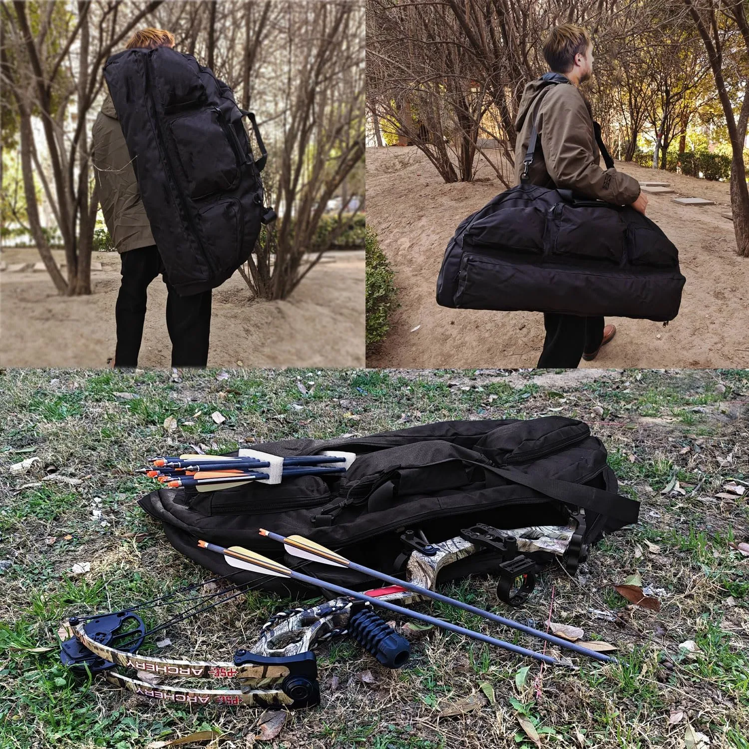 Compound Bow Case Soft Bow Padded Case Light-Weight Bow Carry Bag with Arrows Pocket