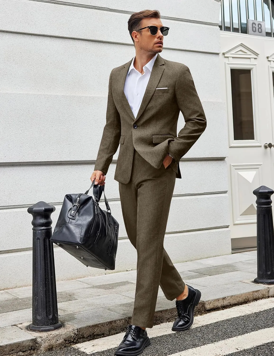 COOFANDY Men Suits Classic Fit 2 Piece Suit Set One Button Casual Blazer Wedding Bussiness Suit Separates