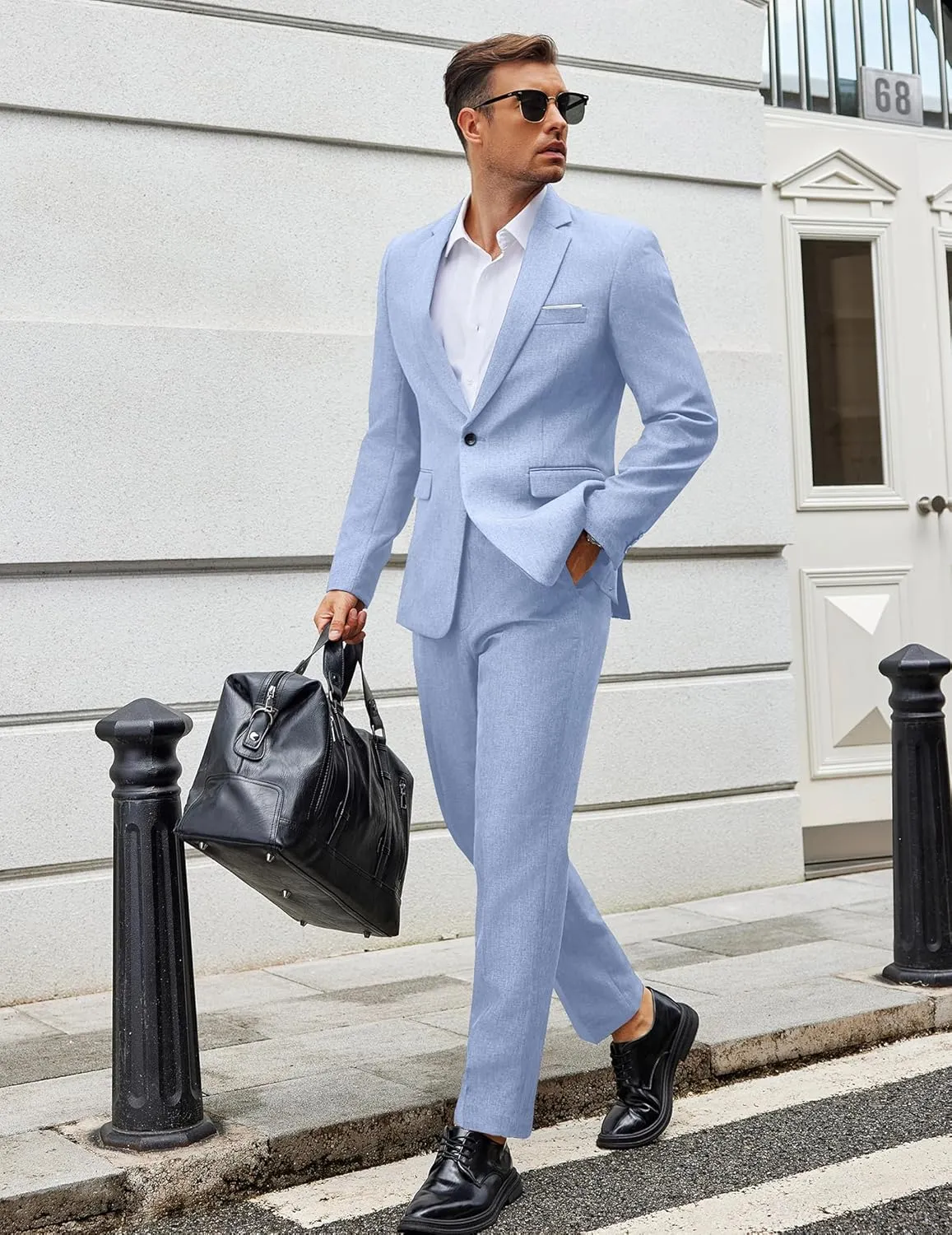 COOFANDY Men Suits Classic Fit 2 Piece Suit Set One Button Casual Blazer Wedding Bussiness Suit Separates