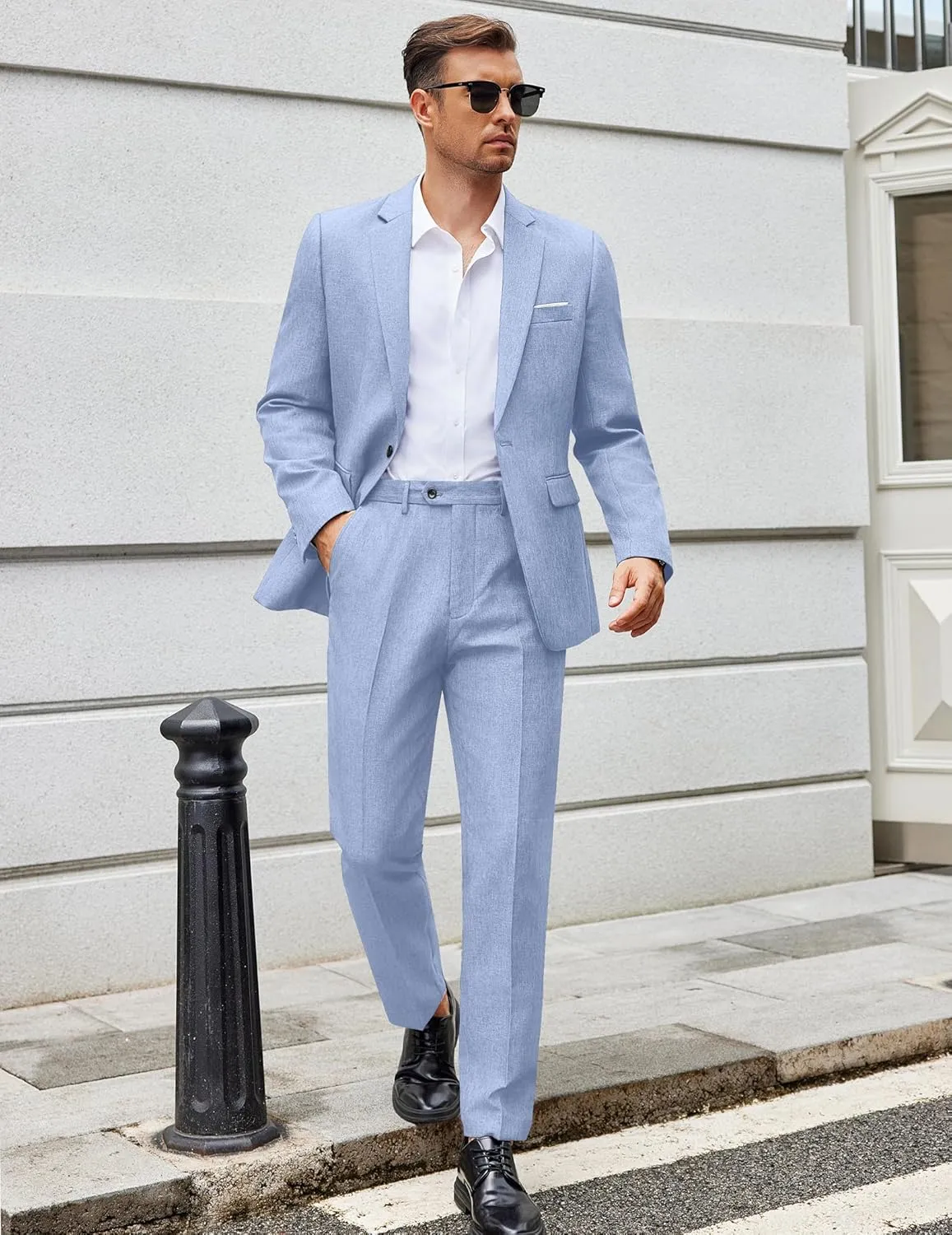 COOFANDY Men Suits Classic Fit 2 Piece Suit Set One Button Casual Blazer Wedding Bussiness Suit Separates