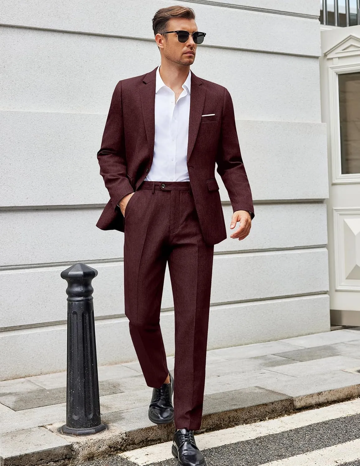 COOFANDY Men Suits Classic Fit 2 Piece Suit Set One Button Casual Blazer Wedding Bussiness Suit Separates
