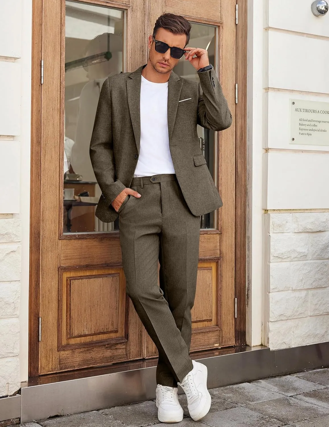 COOFANDY Men Suits Classic Fit 2 Piece Suit Set One Button Casual Blazer Wedding Bussiness Suit Separates