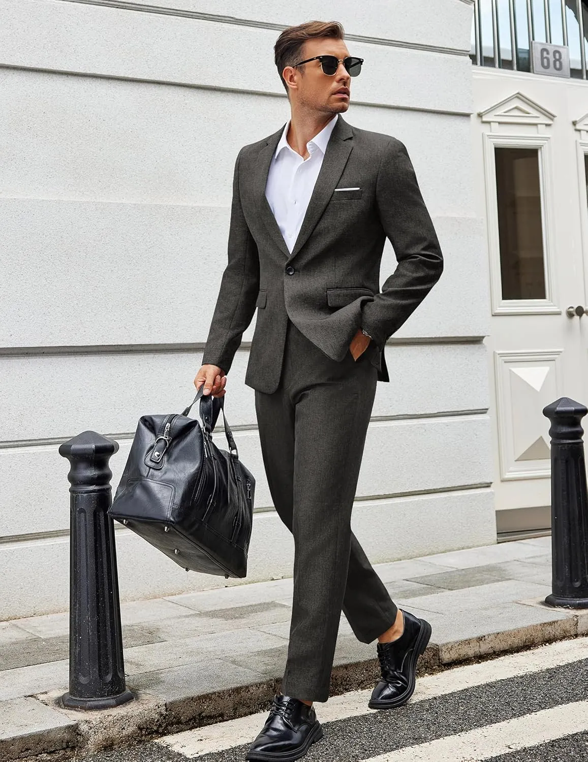 COOFANDY Men Suits Classic Fit 2 Piece Suit Set One Button Casual Blazer Wedding Bussiness Suit Separates