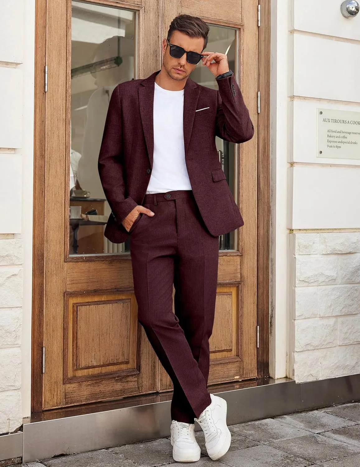 COOFANDY Men Suits Classic Fit 2 Piece Suit Set One Button Casual Blazer Wedding Bussiness Suit Separates